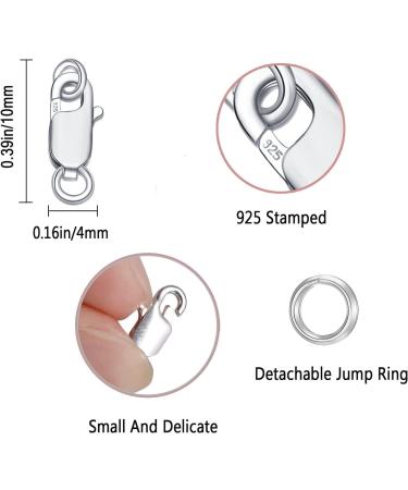 925 Sterling Silver Lobster Claw Clasp with Jump Rings - 10mmx4mm - 3 Pack - Made in Italy - Buy Online on GoSupps.com