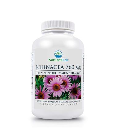 Nature's Lab Echinacea 760mg Dietary Supplement - Powerful All Natural Immune System Support - Non-GMO Gluten Free - 100 Capsules (50 Day Supply)