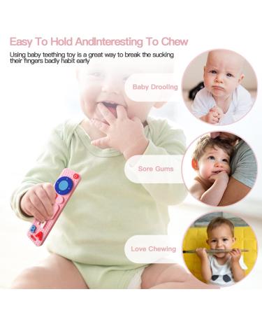 SFCCMM Baby Teething Remote Control Shape Chewing Toy | BPA Free for Toddler 3-24 Months | Baby Teeth Relief Soothe Toy - Pink - Buy Online on GoSupps.com