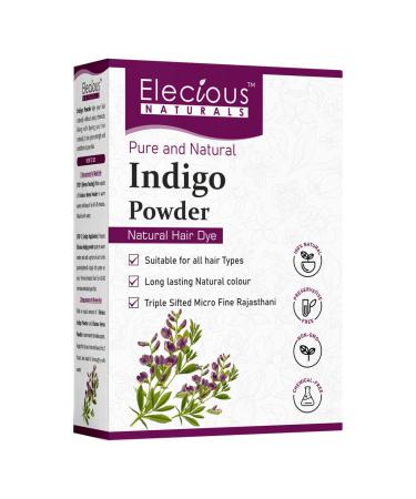 Elecious Indigo Powder for Hair Black 100% Pure and Natural No Preservative Natural Hair Dye No Ammonia No PPD Suitible for All Hair Types 200g