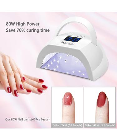 BOLASEN 80W UV Nail Lamp for Fast Gel Polish Curing | Salon Quality LED Nail Dryer with 42 Beads and 4 Timers | Auto Sensor | Gift for Women - Buy Online on GoSupps.com