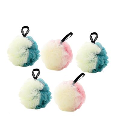 Healeved 5pcs Shower Ball Kids Shower Scrunchie Mesh Sponge Pouf Loofah Puff Ball Large Bath Sponge Foam Sponge Kid Body Wash Bathroom Accessories Bath Ball Bath Wipe Child Clean