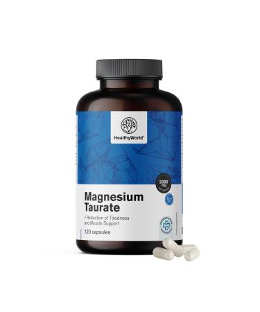 Be Healthy Group doo Magnesium Taurate 2000mg 120 Vegetable Capsules Magnesium + Taurine High Concentration Support for Muscles and Nervous System Easily Digestible