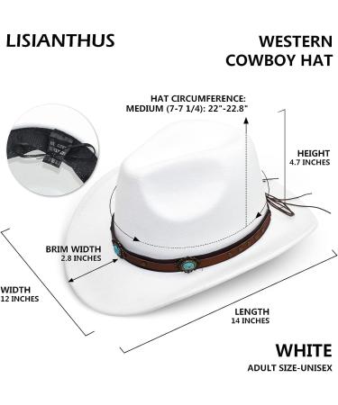 Lisianthus Women's Western Cowboy & Cowgirl Hat | Turquoise-White Wide Brim Style | Medium - Buy Online on GoSupps.com