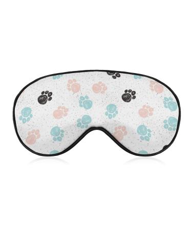 Colorful Doodle Dogs Paws Sleep Mask for Women Adjustable Sleeping Eye Shades Cover with Elastic Strap