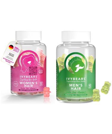 IvyBears Couple s Hair Vitamin Bundle Women s & Men s Hair Growth Gummies Biotin Collagen Zinc & Multivitamins Stronger Hair Skin & Nails Vegan 60 Count Each 1 Month Supply