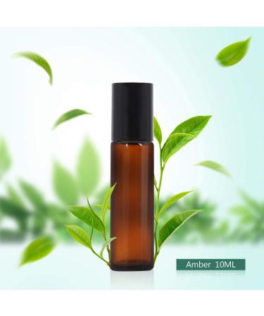 Yalbdopo 10ml Amber Glass Roller Bottles for Essential Oils - Refillable with Black Lid 12 Labels Pipette & Opener - Perfect for Aromatherapy - Buy Online on GoSupps.com