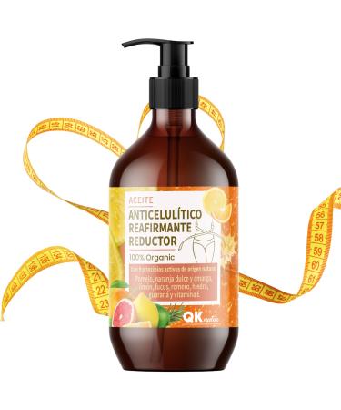 QKnatur - Firming and Reducing Anti-Cellulite Oil (250 ml). With 9 Active Ingredients of Natural Origin for the Maderotherapy Anti-Cellulite Massage