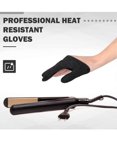 2 Pieces Heat Resistant Gloves 3 Finger Mittens Protection Gloves Curling Wand Glove Reusable Heat Gloves for Barber Hair Styling Curling Perming Hair Straightening - Buy Online on GoSupps.com