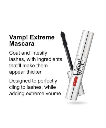 PUPA Milano Vamp! Extreme Mascara - Voluminous & Dramatic Eyelashes, Extra Black - 0.4 Oz - Buy Online on GoSupps.com