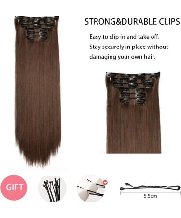 Clip-In Extensions Like Real Hair 6 Pieces 61 cm Hair Extensions with Clips 6 Wefts 16 Clips for Complete Hair Extensions Straight Hair Extensions for Women (2/30) - Buy Online on GoSupps.com