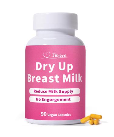 Jkrova Dry Up Breastmilk Fast Dry Up Milk Supply Stop Breastfeeding Products for Women Stopper Pumping & No Engorgement Fast Milk Flow Reduction 90 Capsules