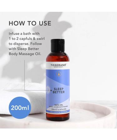Tisserand Aromatherapy Sleep Better Bath Oil - Lavender, Jasmine & Sandalwood - 100% Natural Essential Oils - 200ml - Buy Online on GoSupps.com