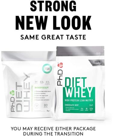 PhD Nutrition Diet Whey Protein Powder - Lean Chocolate Mint 2kg (80 Portions) - Sugar-Free Optimal Performance - Buy Online on GoSupps.com