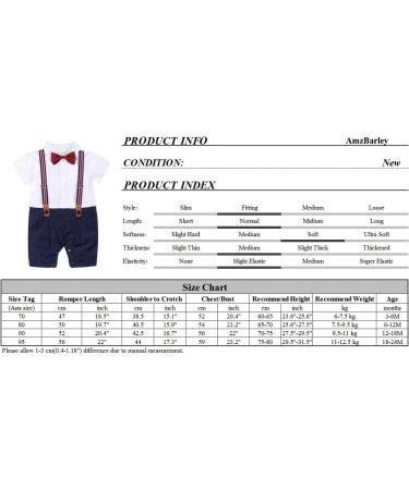 AmzBarley Baby Boys Tuxedo Rompers Suit with Bowtie - Black, 3-6 Months - Buy Online on GoSupps.com