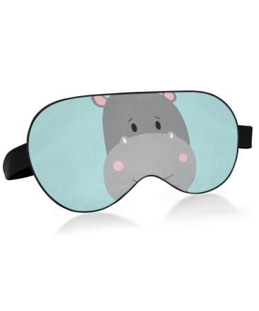 Cute Hippo Breathable Sleeping Eyes Mask Cool Feeling Eye Sleep Cover for Summer Rest Elastic Contoured Blindfold for Women & Men Travel