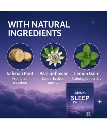 ADELBRAS Sleep Patches for Adults 60 Patches | Upgraded All-Natural Formula | Fast-Acting Melatonin & Valerian | Promotes Deep Sleep All Night for Men & Women - Buy Online on GoSupps.com