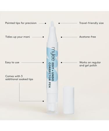 Mylee Edit Undo Refillable Nail Polish Corrector Pen - Flawless Manicures Made Easy - Acetone-Free Gel Remover with Spare Tips and Clean Results - Buy Online on GoSupps.com