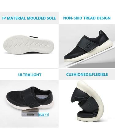 CBMTCR Women's Wide Width Adjustable Closure Shoes for Diabetic Swollen Feet - Black - Size 11 Wide - Buy Online on GoSupps.com