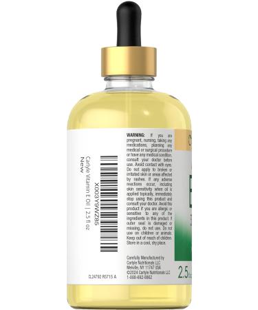 Carlyle Vitamin E Oil | 30 000 IU | 2.5 fl oz | Ingestible & Topical Grade | Moisturizing for Skin | Vegetarian Non-GMO Gluten Free Supplement - Buy Online on GoSupps.com
