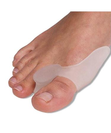 Bcurb Big Toe Gel Protector Straightener for Bunions Treatment - Bunion Gel Toe Corrector Separators and Spacers - Hammer Toe & Yoga Toe Care - Instant Relief (White - 1 Pair One Size Fits Most)