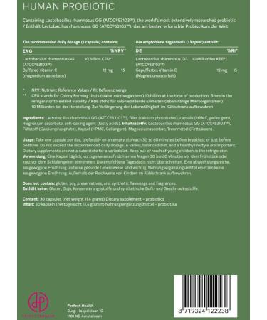  Perfect Health Perfect Health - Human Probiotic - Probiotics - Dietary supplement - Supports the natural balance in your intestines - High dose - 30 capsules - Vegan - Buy Online on GoSupps.com