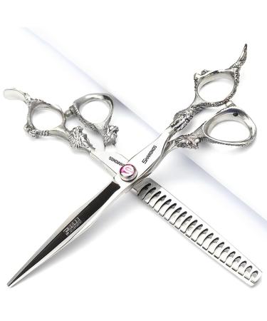 SHARONDS Hair Cutting Scissors Hairdressing Scissors Thinning Scissors Professional Hairdresser Salon Home Scissors for Men and Women (7-Inch 2pc-A)