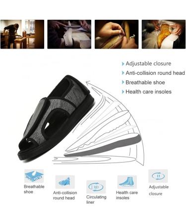 ZXAY Open Toe Diabetic Recovery Slippers | Adjustable Sandals for Swollen Feet | Grey Middle-Aged & Elderly Shoes - Buy Online on GoSupps.com