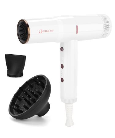 Hair Dryer IG INGLAM Professional 110 000 RPM High Speed Blow Dryer Negative Ion Low Noise 3 Heat Settings 3 Speeds Auto-Clean Lightweight for Travel Home Salon Ionic Hair Dryer
