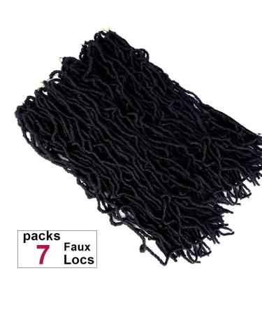 MEDO 7Packs New Faux Locs 24 Inch Crochet Hair Soft Locs Curly Wavy Pre-Looped Faux Locs Goddess Synthetic Fiber Hair Extensions - 24Inch 1B (Pack of 7) - Buy Online on GoSupps.com