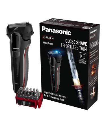 Panasonic ES-LL21 Hybrid Wet & Dry Electric 3-Blade Shaver with Trim Attachment for Men (2 Pin Plug) Black ES-LL21-K511 Single