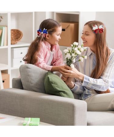 Patriotic 4th of July Hair Bow Clips with Glitter Star Detail - Independence Day Hair Accessories for Kids Girls - 2 Pack - Buy Online on GoSupps.com