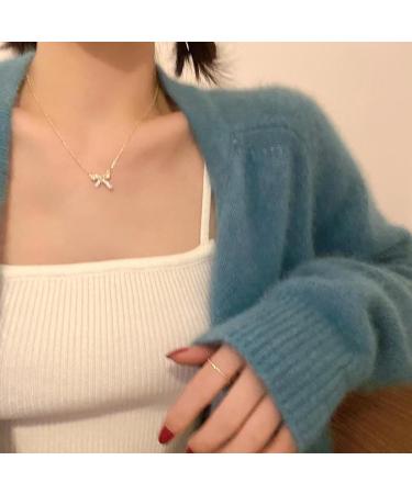 KUAIYIJU Butterfly Necklace with Rhinestone Bow - Stylish Gold Accessory for Women & Girls - International Shipping - Buy Online on GoSupps.com