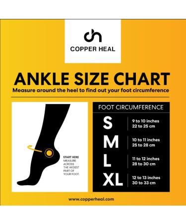 COPPER HEAL Ankle Compression Sleeve (Pair) | Copper Infused Socks for Arch Support Foot Swelling Achilles Tendon Pain Relief & Plantar Fasciitis - Best for Sports Injuries (Size L - Buy Online on GoSupps.com