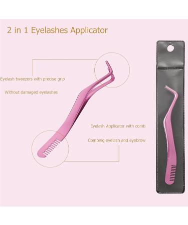 Yalixuan Lash Tweezers Eyelash Applicator Stainless Steel Eyelash Tweezers Eyelash Applicator Tool 2 in 1 Lash Tweezers Strip Lashes Double Ended Eyelash Tool with Built in Lash Comb - Buy Online on GoSupps.com