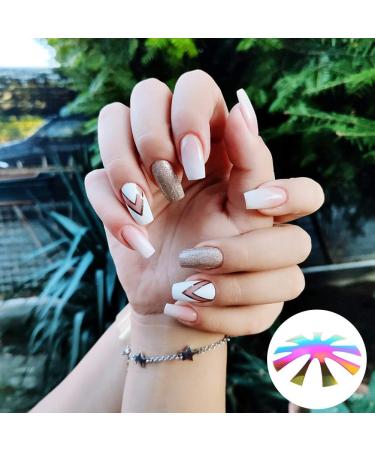 Easy French Smile Cut Line Edge Nail Cutter Acrylic Easy French Smile Cut V Line Tips Manicure Edge Trimmer Almond Shape Pro 9 Size Nail Art Template Tool (3Pcs - Colorful) - Buy Online on GoSupps.com