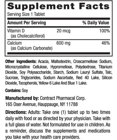 Earth's Splendor Bone Health Support - Calcium & Vitamin D Dietary Supplement for Men & Women - 600mg Calcium, 120 Tablets - Buy Online on GoSupps.com