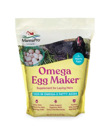 Manna Pro Chicken Feed Supplement | Omega Egg Maker Chicken Supplies | Chicken Food Supplement for Laying Hens | 5 Pounds