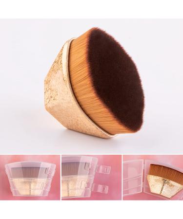 Premium Kabuki Make-Up Brush for Smooth Primer Application | Flat Top Flower Shape for Liquid & Powder Cosmetics - Gold Finish - Buy Online on GoSupps.com