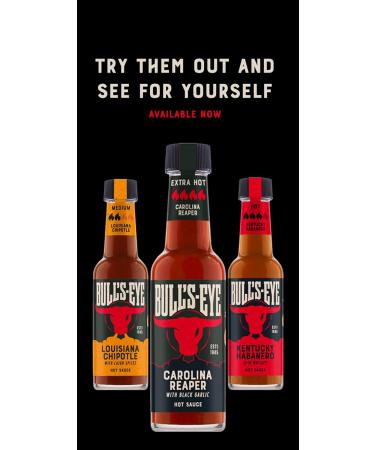 Bull's-Eye Carolina Reaper Extra Hot Sauce 135g - Intensely Spicy Carolina Reaper - 150ml (Pack of 1) - Buy Online on GoSupps.com