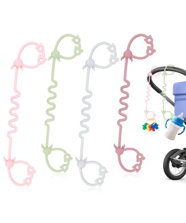 4 pieces baby pacifier chain for strollers BPA-free silicone cup catcher baby adjustable seat belt for toys for high chairs children's beds car seat (color-02)