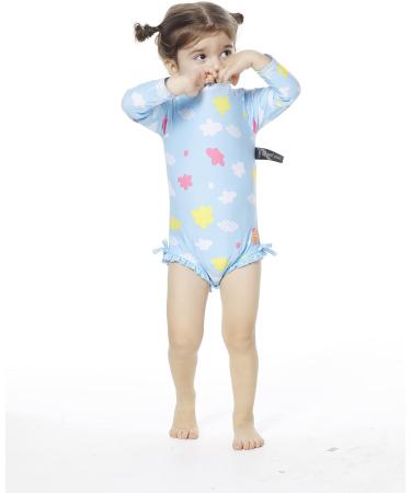 Bonverano Baby Girls Long Sleeve Swimsuit with UPF 50+ Sun Protection | Size 2-3 Years | Cloud - Buy Online on GoSupps.com