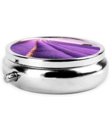 Buy Romantic Purple Lavender Mini Round Pill Box - 3 Compartment Travel Organizer for Home & Office - Buy Online on GoSupps.com