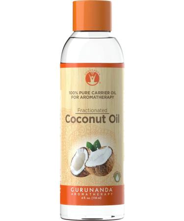 Premium Cold Pressed Fractionated Coconut Oil by GuruNanda - 4oz Natural & Pure Carrier Oil for Skin & Hair - Odorless Massage Oil - Cruelty-Free & Unrefined - Buy Online on GoSupps.com
