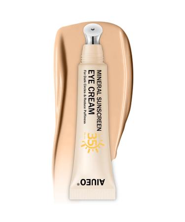 Mineral Sunscreen Eye Cream Hydrating 3-in-1 Anti-Aging Eye Cream SPF 35 & Helps Filter Blue Light for Dark Circle and Puffines 15ml(#02 Medium)
