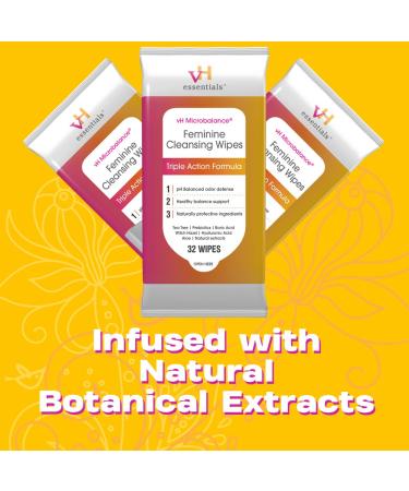 vH Essentials Feminine Cleansing Wipes | pH Balanced Tea Tree & Aloe Odor-Blocking Paraben-Free - Soothing Care for Vaginal & Perianal Health - Buy Online on GoSupps.com