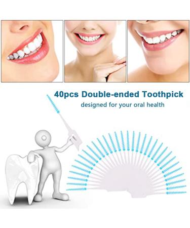 Fantason 40-Piece Interdental Brush Set - Blue Tooth Flap Picks & Storage Box | Effective Dental Care & Cleaning Tool - Buy Online on GoSupps.com