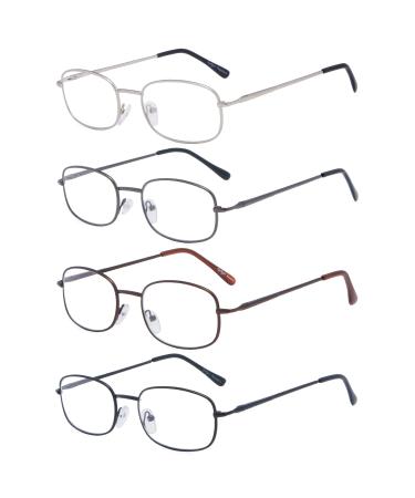 Eyekepper Metal Frame Reading Glasses with Spring Hinge 4 Pieces Mix +1.25 Multi-Coloured