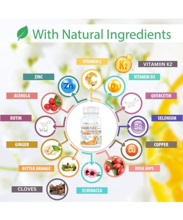 Quercetin 1 000mg Vitamin C 1 000mg Zinc 50mg Vitamin D3 5 000iu Selenium Copper Acerola Ginger Rutin Bitter Orange Rose Hips Echinacea Immune C Plus 14 in 1 Immune C Plus (120 Count) - Buy Online on GoSupps.com