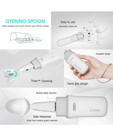 GYENNO Parkinson Spoon for Hand Tremors - White (3.9 x 1 x 1.2 inches) - Buy Online on GoSupps.com